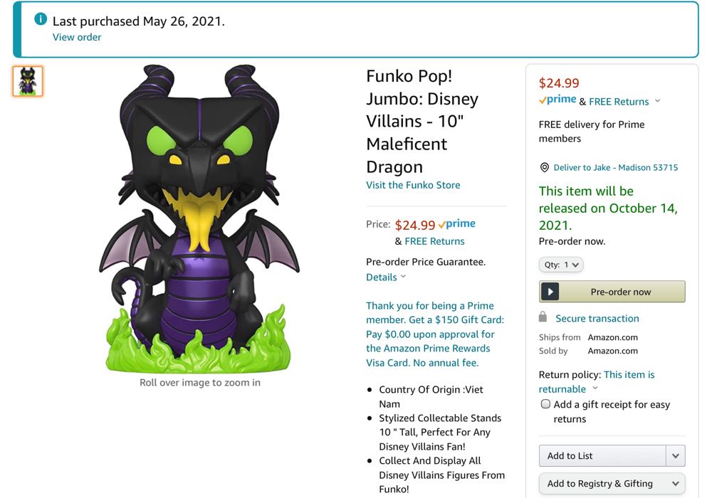 Sleeping Beauty: Maleficent (Dragon) #720 - Sleeping Beauty vinyl figure collectible - Main Image 2