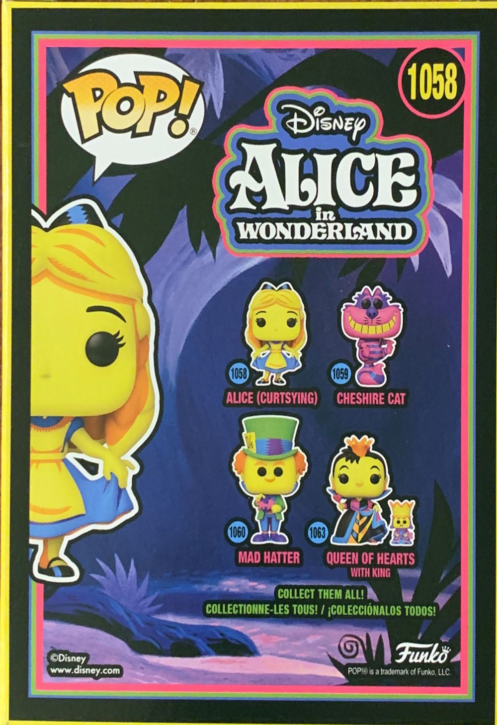 Funko Pop! Disney Alice In Wonderland: Alice (Curtsying) # 1058 Black light - Alice in Wonderland vinyl figure collectible [Barcode 889698560443] - Main Image 2