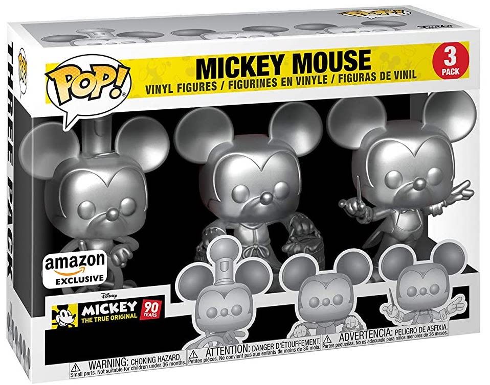 Mickey Mouse Silver 3-Pack with T-Shirt Bundle (Amazon Exclusive) - Disney vinyl figure collectible [Barcode 889698365178] - Main Image 2