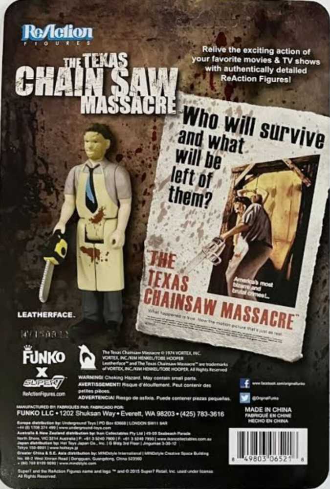 Funko Texas Chainsaw Massacre Leatherface ReAction  - The Texas Chainsaw Massacre vinyl figure collectible [Barcode 849803065218] - Main Image 2