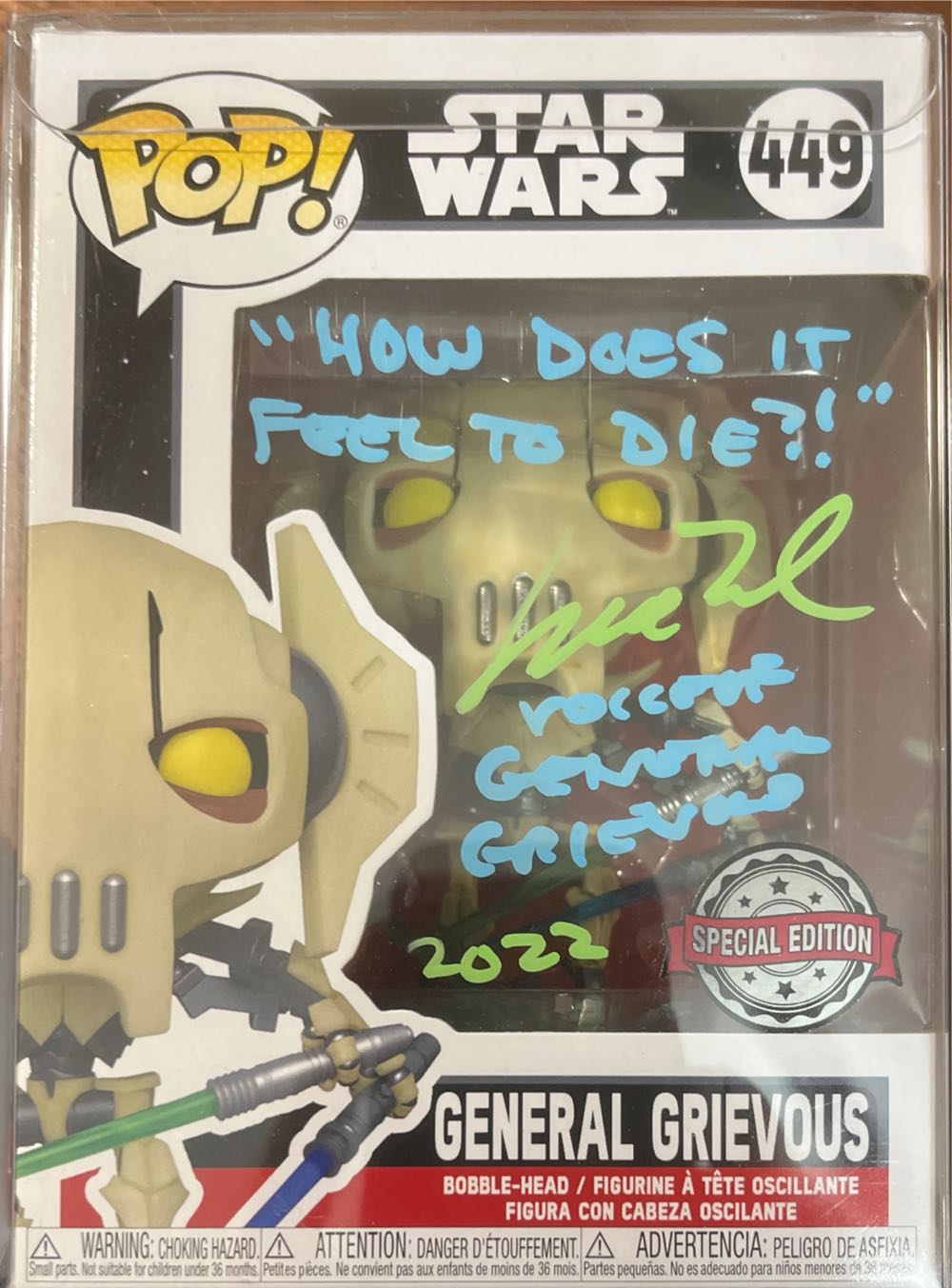 Matthew Wood - Autographed - Funko Pop - General Grievous - Star Wars vinyl figure collectible [Barcode 889698561396] - Main Image 4