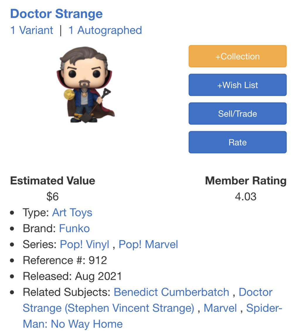 Doctor Strange - Spider-Man vinyl figure collectible [Barcode 889698568289] - Main Image 4
