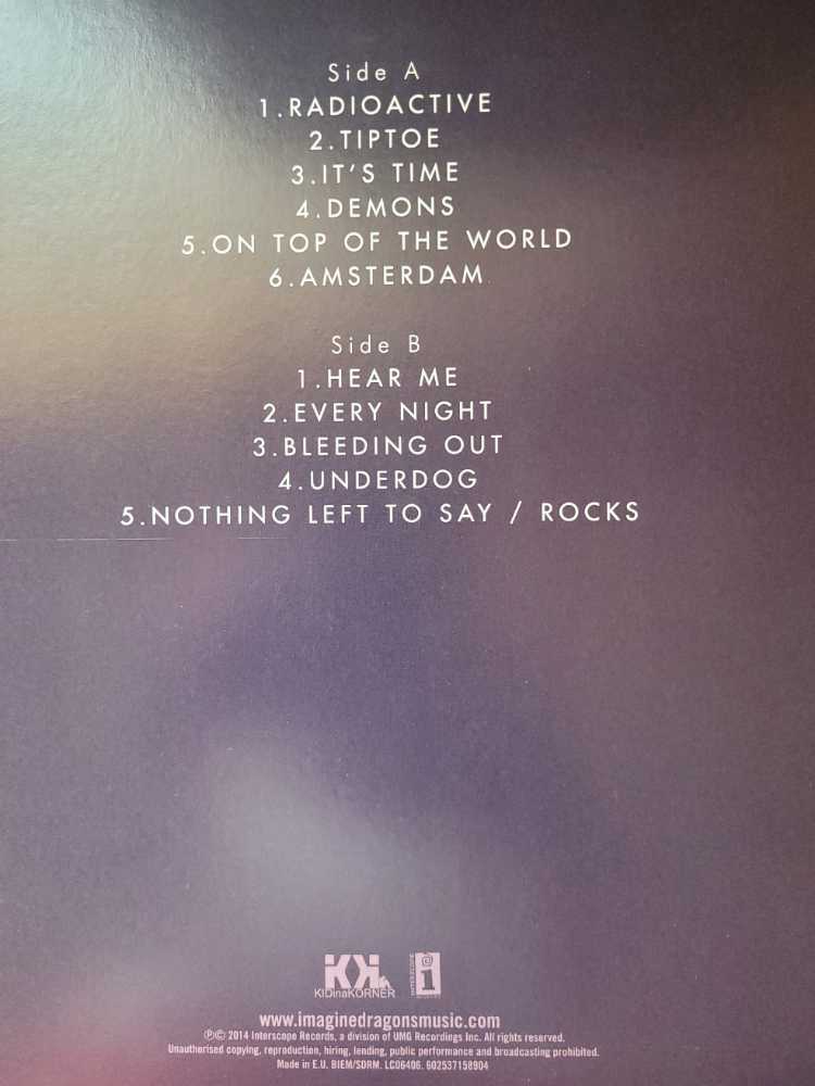 Imagine Dragons - Night Visions Lp  vinyl figure collectible [Barcode 602537158904] - Main Image 2