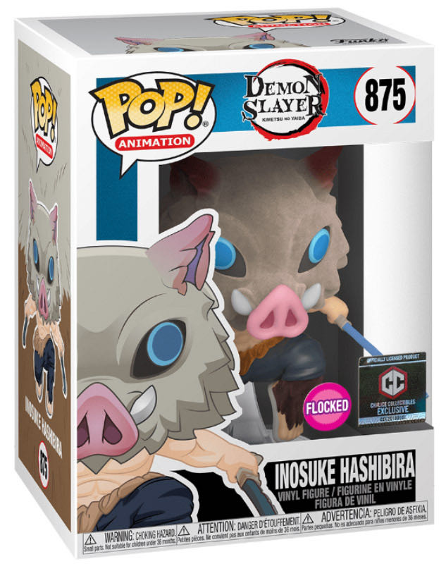 Flocked Chase Inosuke Hashibira Pop - Demon Slayer vinyl figure collectible [Barcode 889698406215] - Main Image 2