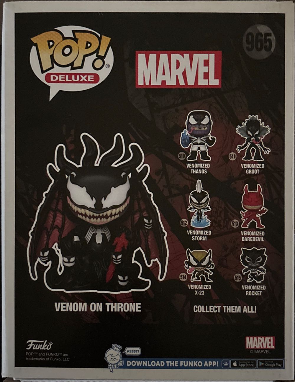 Venom on Throne Pop! 965 - Venom vinyl figure collectible [Barcode 889698601320] - Main Image 3