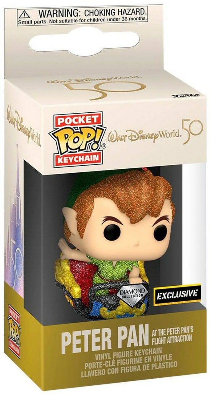 Peter Pan at the Peter Pan’s Flight Attraction Diamond Glitter (Hot Topic Exclusive) (Pocket POP! Keychain) - Disney Parks vinyl figure collectible [Barcode 889698606592] - Main Image 2