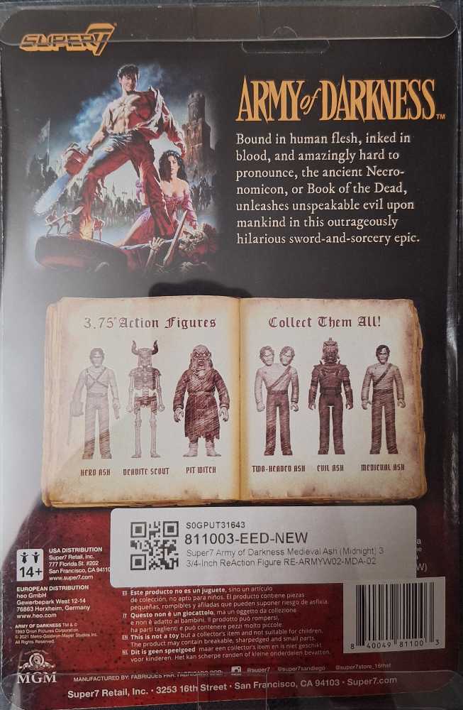 Super7 Army Of Darkness Medieval Ash Midnight Variant  - Evil Dead vinyl figure collectible [Barcode 840049811003] - Main Image 3