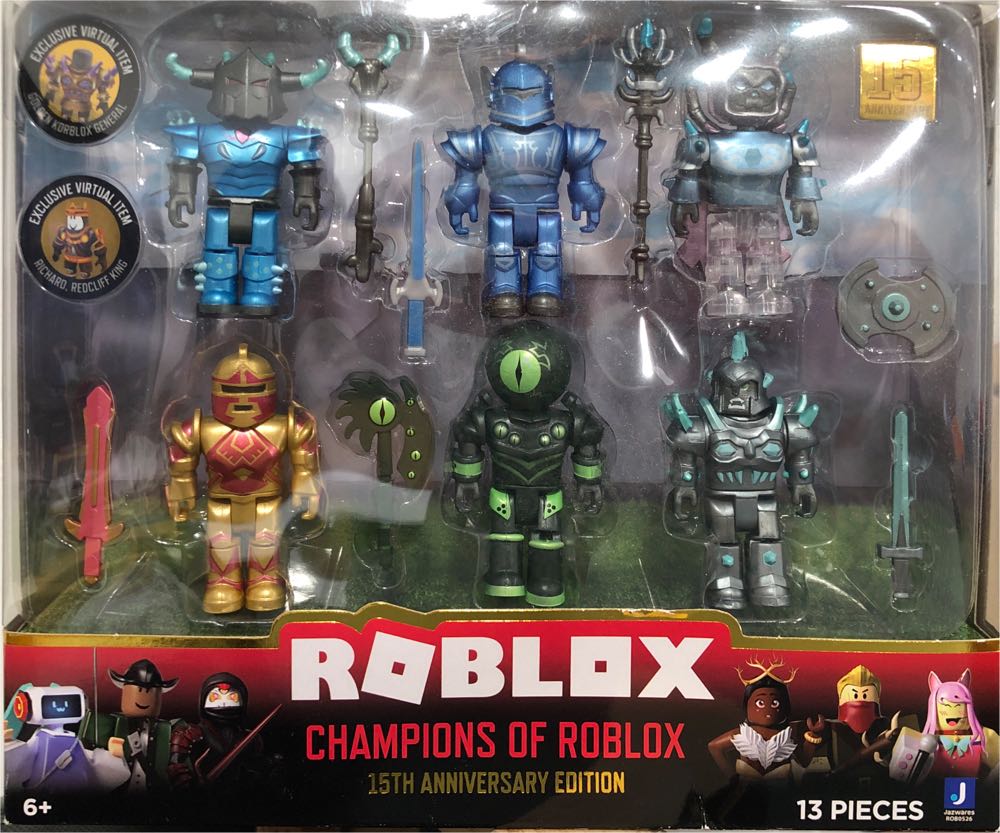 Roblox Action Collection Champions Of Roblox 15th Anniversary Gold Six Figure Pack Includes Exclusive Virtual Item  vinyl figure collectible [Barcode 191726405399] - Main Image 2