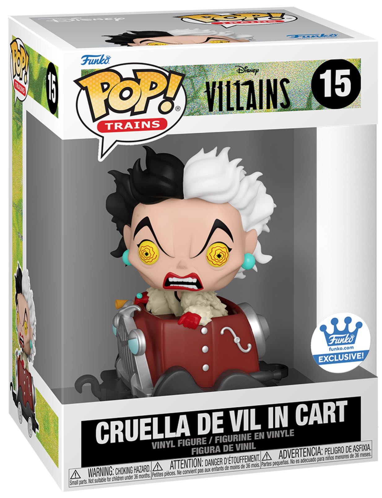 Cruella De Vil In Cart - 15 - Disney Villains - Exclusive -  Funko Pop Trains - Disney Villains vinyl figure collectible [Barcode 889698650939] - Main Image 2