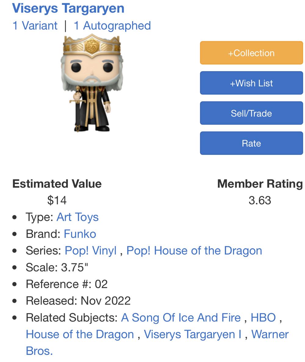 02 Viserys Targaryen - Game of Thrones vinyl figure collectible [Barcode 889698656085] - Main Image 4