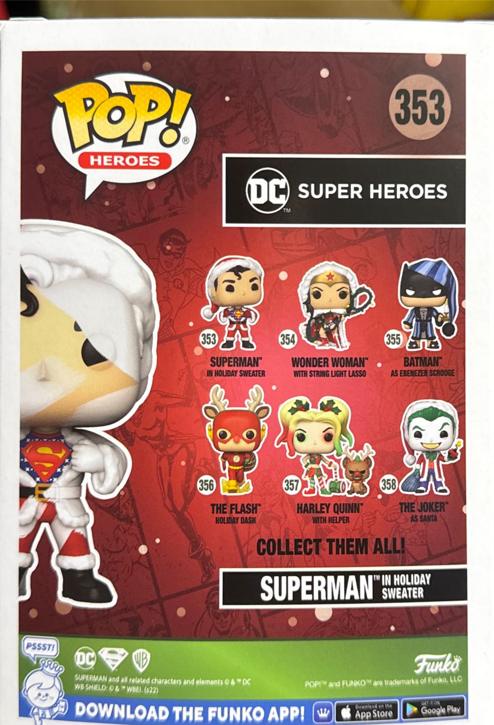 Funko DC Super Heroes #353 Superman (in Holiday Sweater) (D.I.Y.) - DC: Superheroes vinyl figure collectible [Barcode 889698579568] - Main Image 3
