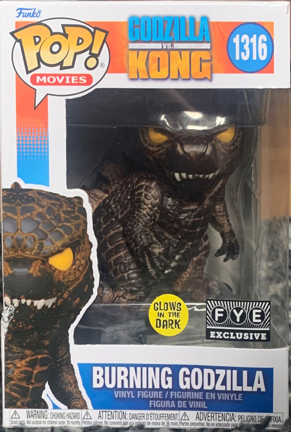 Godzilla Vs Kong: Burning Godzilla, #1316 (Glow) - Godzilla vinyl figure collectible [Barcode 889698682381] - Main Image 2