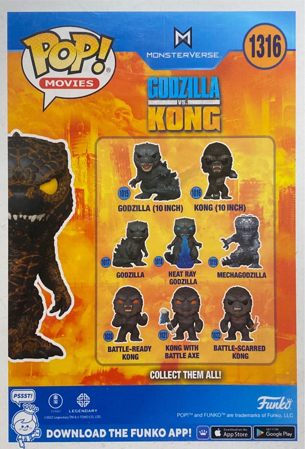 Godzilla Vs Kong: Burning Godzilla, #1316 (Glow) - Godzilla vinyl figure collectible [Barcode 889698682381] - Main Image 4