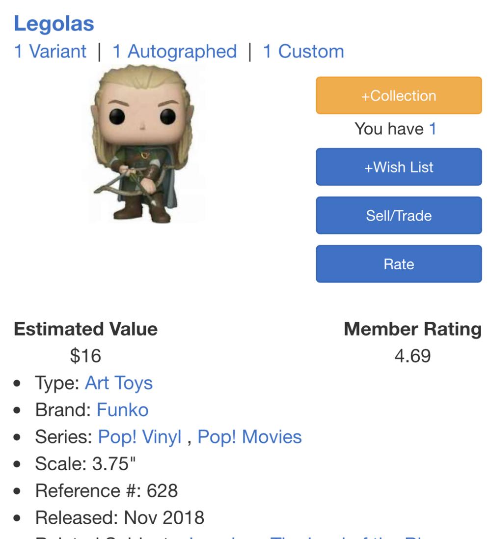Legolas - The Lord of the Rings vinyl figure collectible [Barcode 889698332477] - Main Image 4