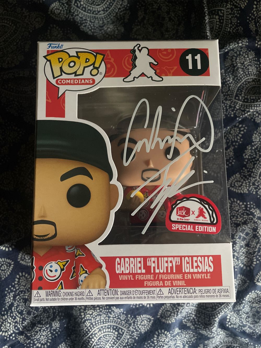 Gabriel “Fluffy” Iglesias $105 (Jack in Box Autographed By Gabriel Iglesias)  vinyl figure collectible [Barcode 889698671194] - Main Image 2