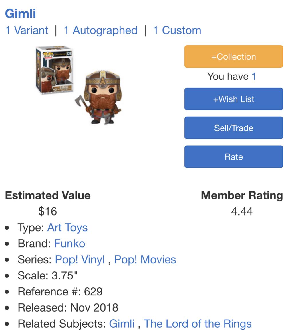 Gimli - The Lord of the Rings vinyl figure collectible [Barcode 889698332484] - Main Image 4