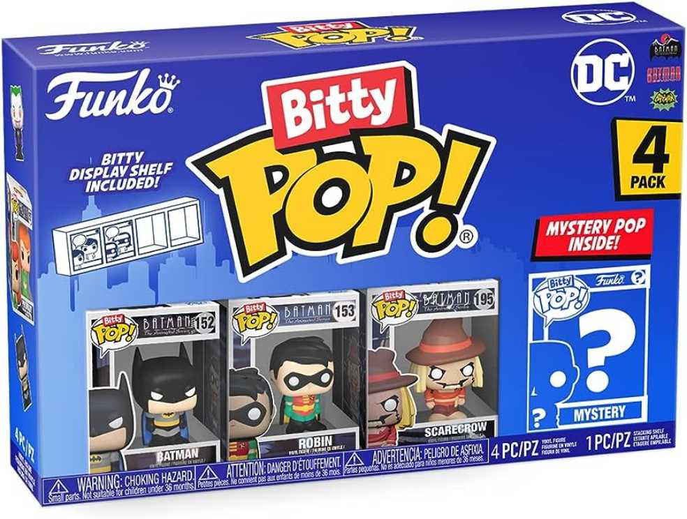 Funko Bitty Pop! Dc Mini Collectible Toys Batman Robin Scarecrow & Mystery Chase Figure Styles May Vary 4-pack - DC Universe vinyl figure collectible [Barcode 889698713115] - Main Image 2