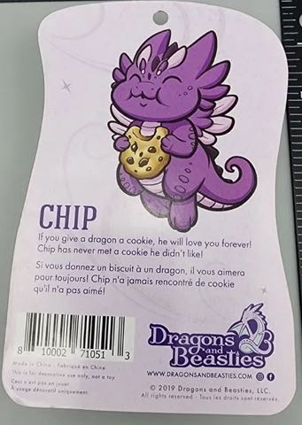 D&B Chip Cookie Food Dragon Backpack Clip Keychain  vinyl figure collectible [Barcode 810002710513] - Main Image 3