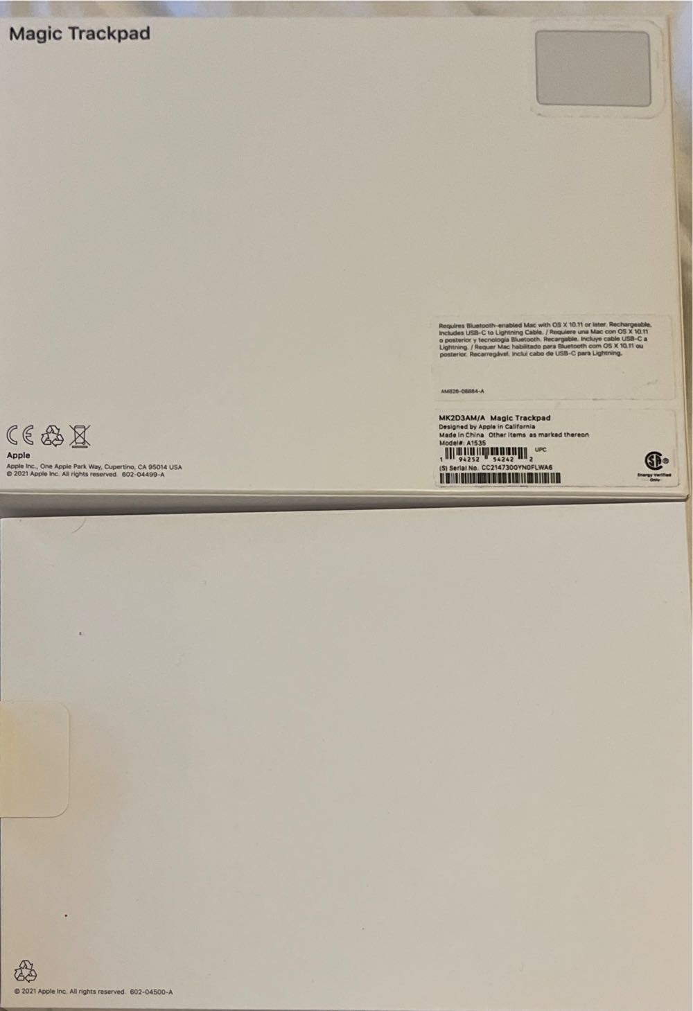 Apple Magic Trackpad: Wireless Bluetooth Rechargeable. Works With Mac Or Ipad; Multi-touch Surface White  vinyl figure collectible [Barcode 194252542422] - Main Image 3