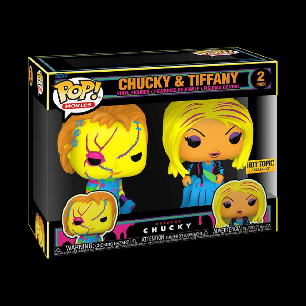 Funko Pop! Movies Bride Of Chucky: Chucky and Tiffany <Blacklight> 2 Pack - Chucky vinyl figure collectible [Barcode 889698677141] - Main Image 2