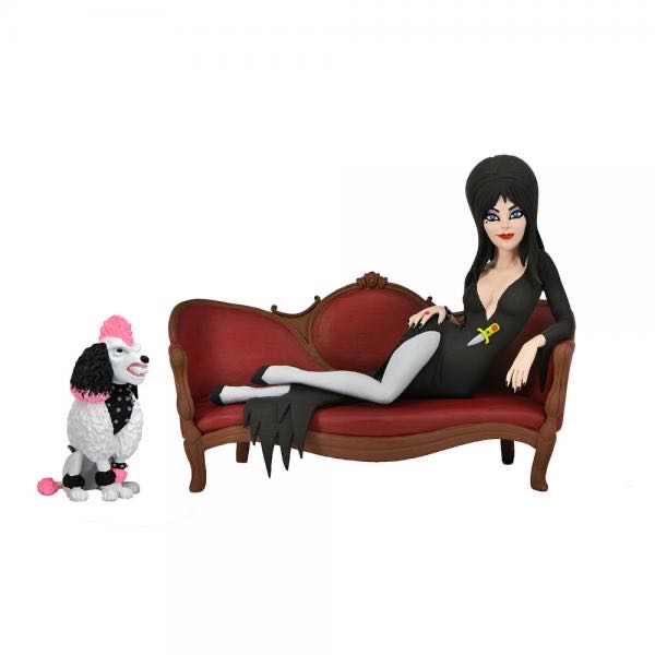Neca Elvira On Couch Toony Terrors 6” Action Figure Boxed Set - Elvira Mistress of the Dark vinyl figure collectible [Barcode 634482560822] - Main Image 2