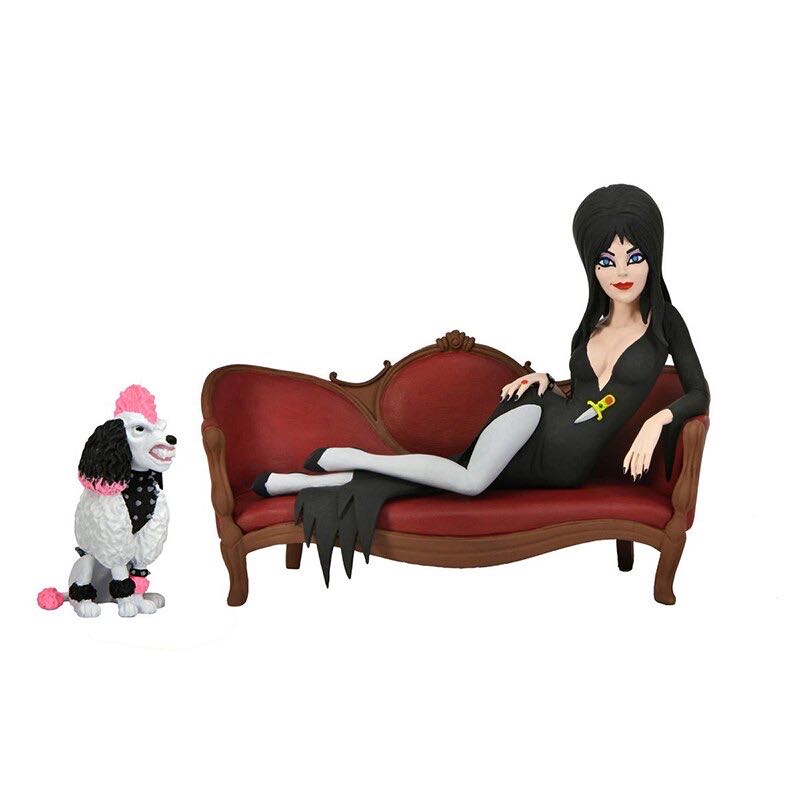 Neca Elvira On Couch Toony Terrors 6” Action Figure Boxed Set - Elvira Mistress of the Dark vinyl figure collectible [Barcode 634482560822] - Main Image 3