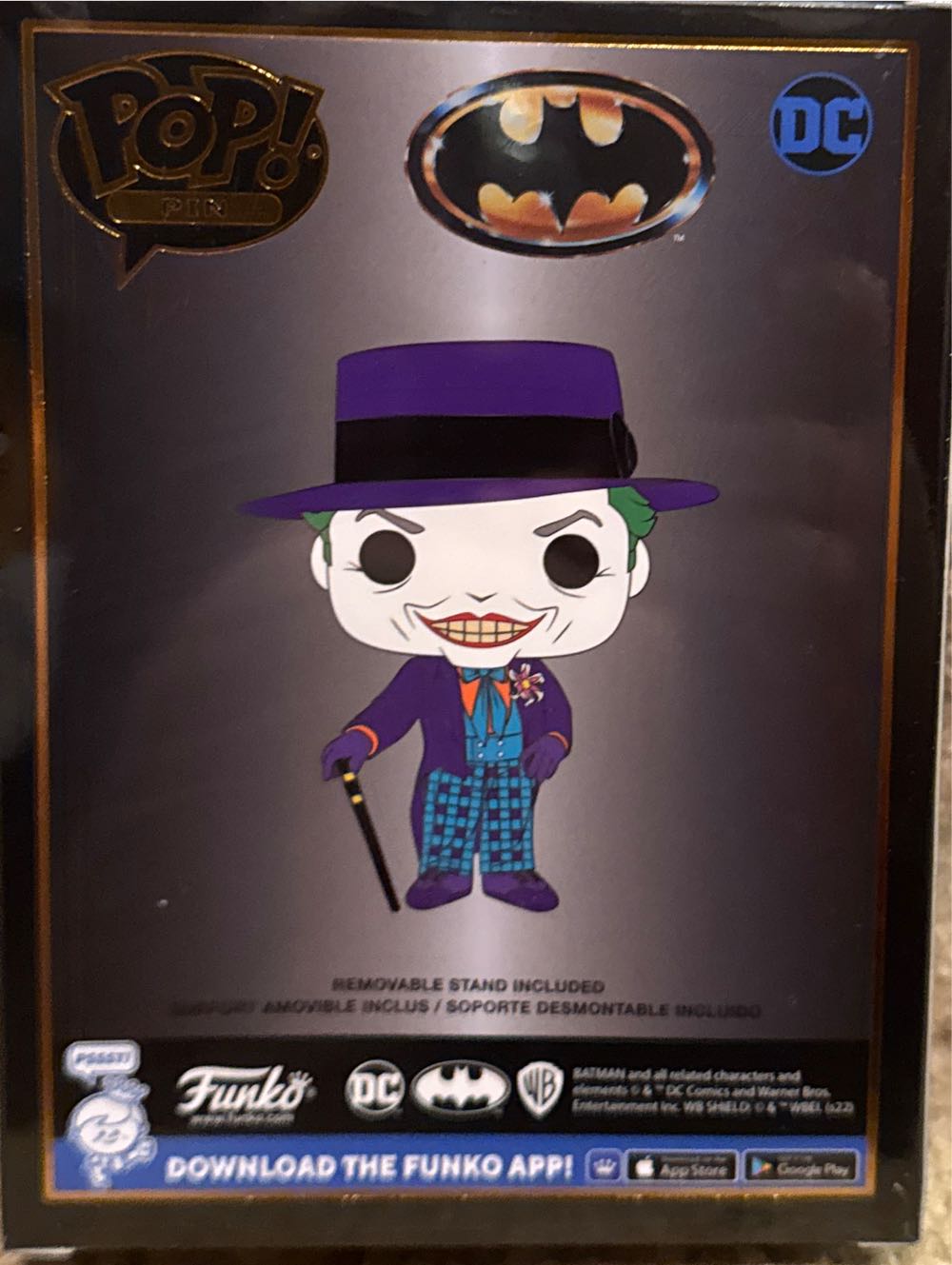 The Joker Batman 1989 Pop! Pin - Batman vinyl figure collectible [Barcode 671803401815] - Main Image 2