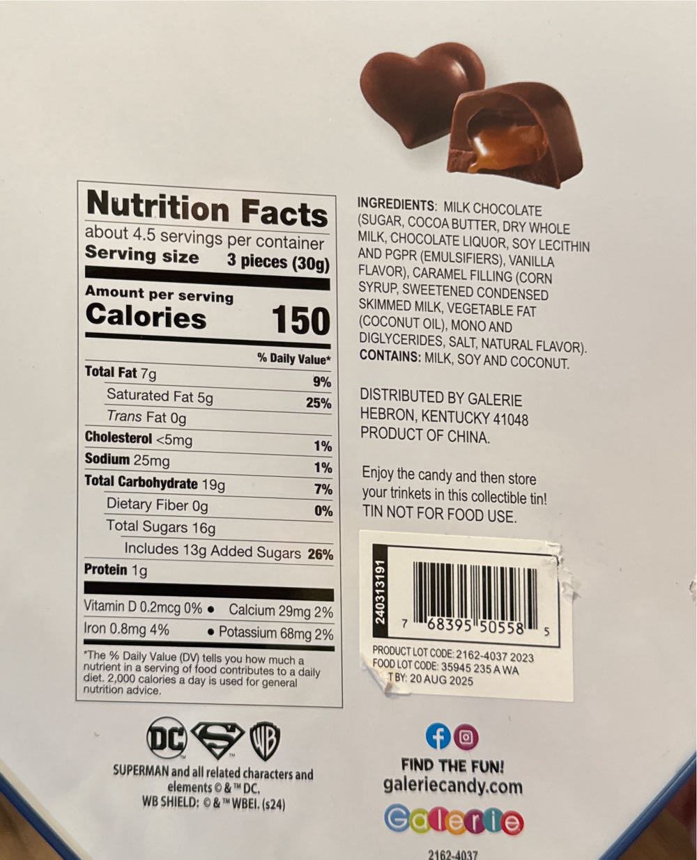 Candy Tin Superman Justice League Hero Chest Heart Shaped Valentine  vinyl figure collectible [Barcode 768395505585] - Main Image 3