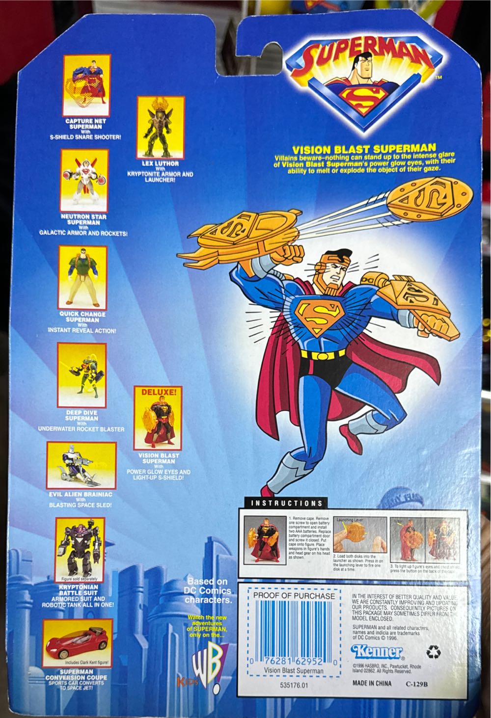 Superman Vision Blast By Kenner - DC Comics vinyl figure collectible [Barcode 076281629520] - Main Image 2