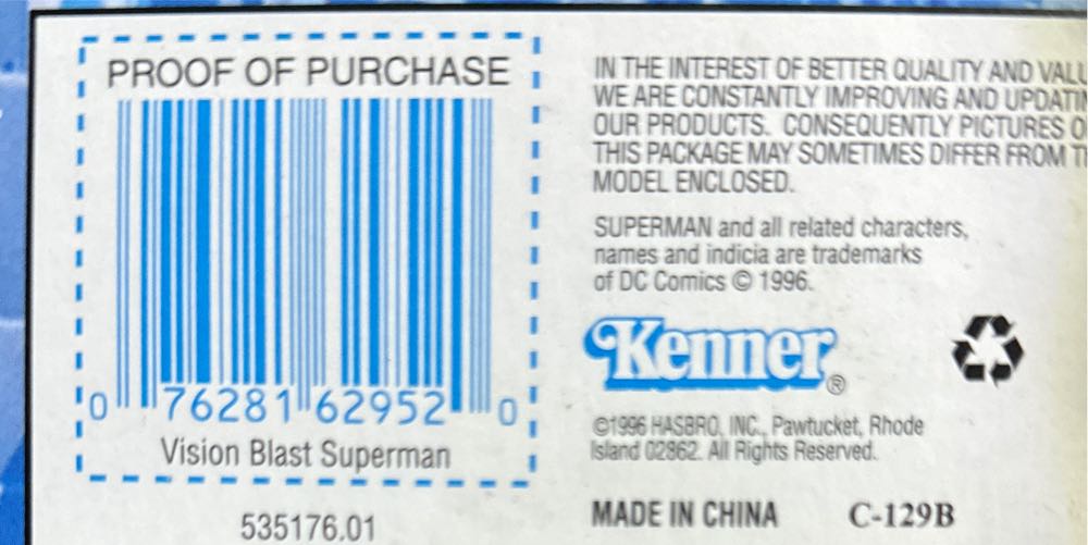Superman Vision Blast By Kenner - DC Comics vinyl figure collectible [Barcode 076281629520] - Main Image 3