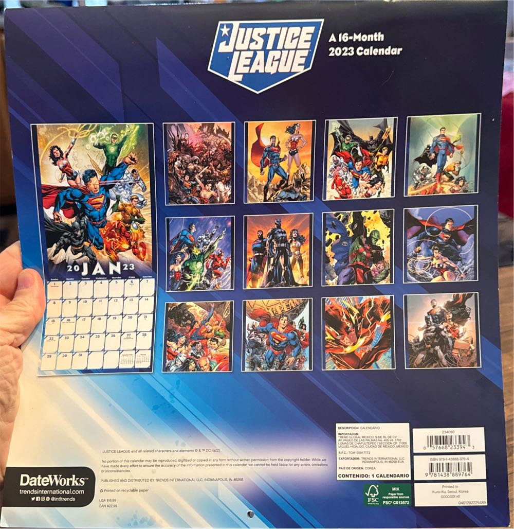 Dc The Justice League Classic Wall Calendar  vinyl figure collectible [Barcode 9781438889764] - Main Image 2