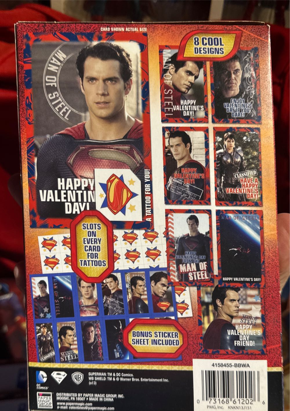 Superman Man Of Steel 32 Valentines Cards With Tattoos Plus Bonus Sticker Sheet  vinyl figure collectible [Barcode 073168612026] - Main Image 2