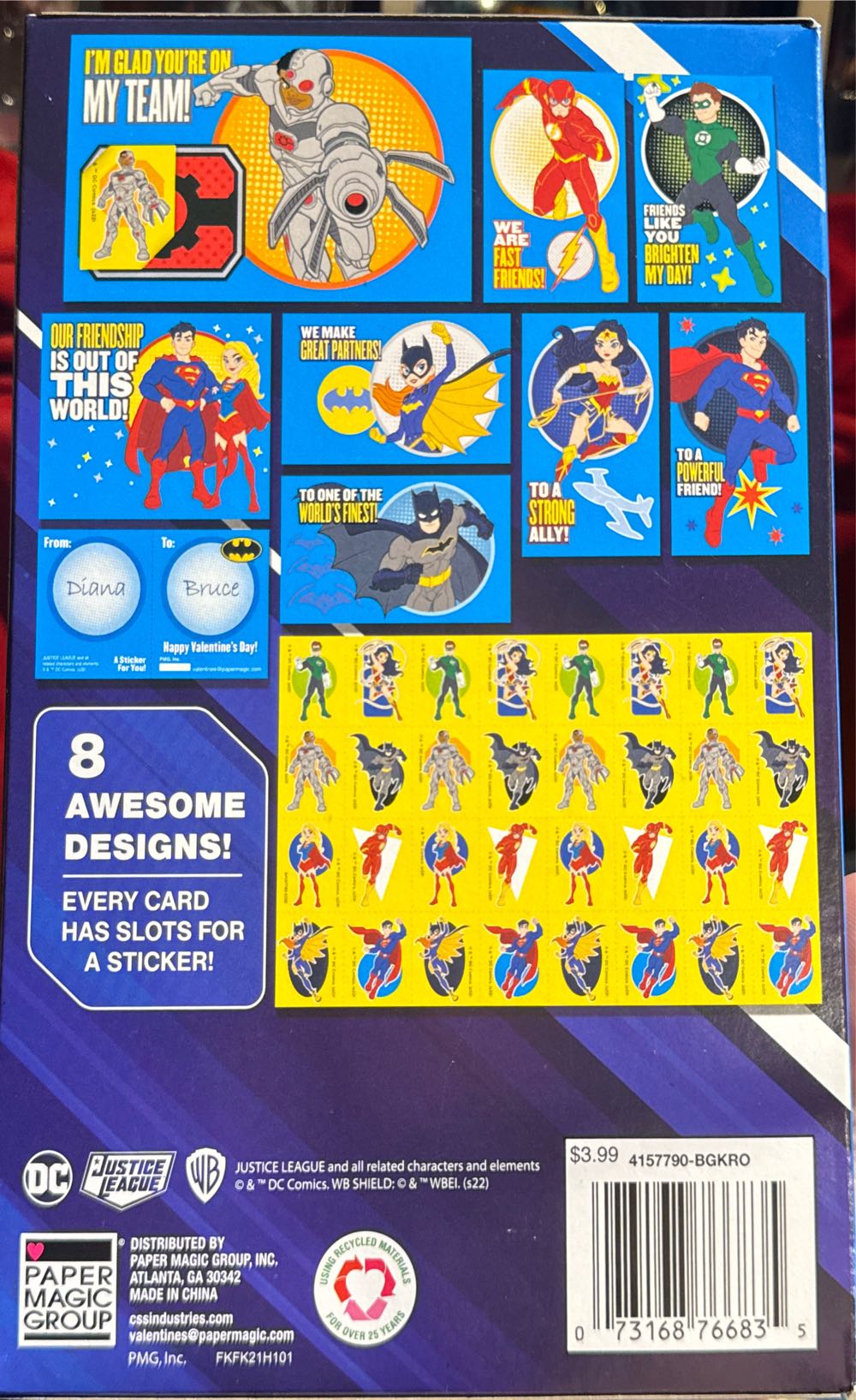 Justice League Valentines With Stickers  vinyl figure collectible [Barcode 073168766835] - Main Image 2