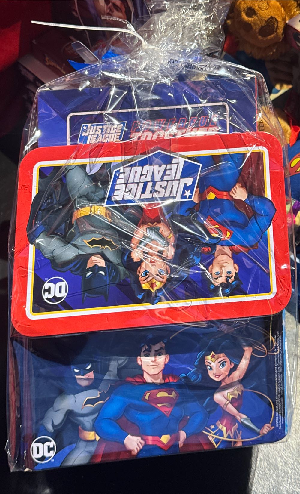 Justice League Gift Set Tin Water Bottle Stickers Chalk And Puzzle ~  vinyl figure collectible [Barcode 013253574662] - Main Image 2