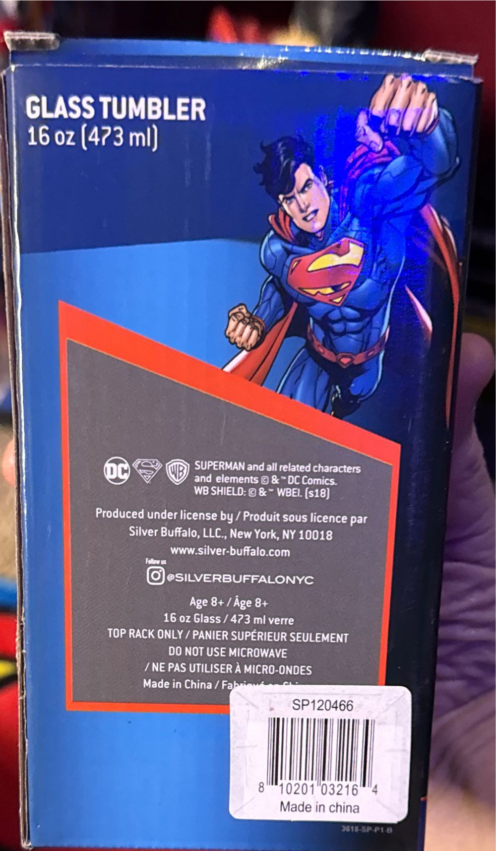 DC Glass Tumbler Superman Shield And Stars  vinyl figure collectible [Barcode 810201032164] - Main Image 2