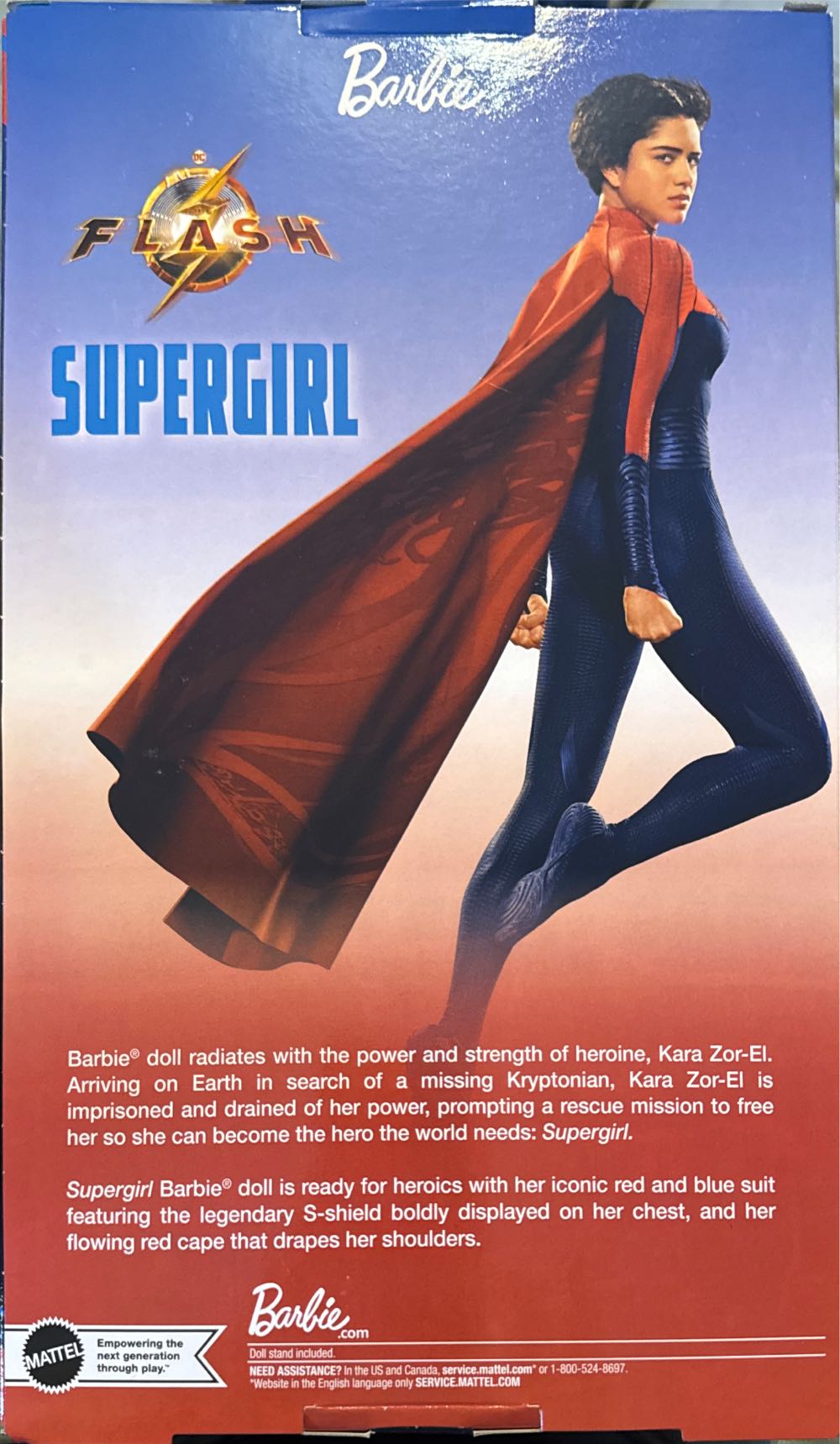 Barbie Supergirl Collectible Doll From The Flash Movie Wearing Red And Blue Suit With Cape Doll Stand Included  vinyl figure collectible [Barcode 194735102938] - Main Image 3