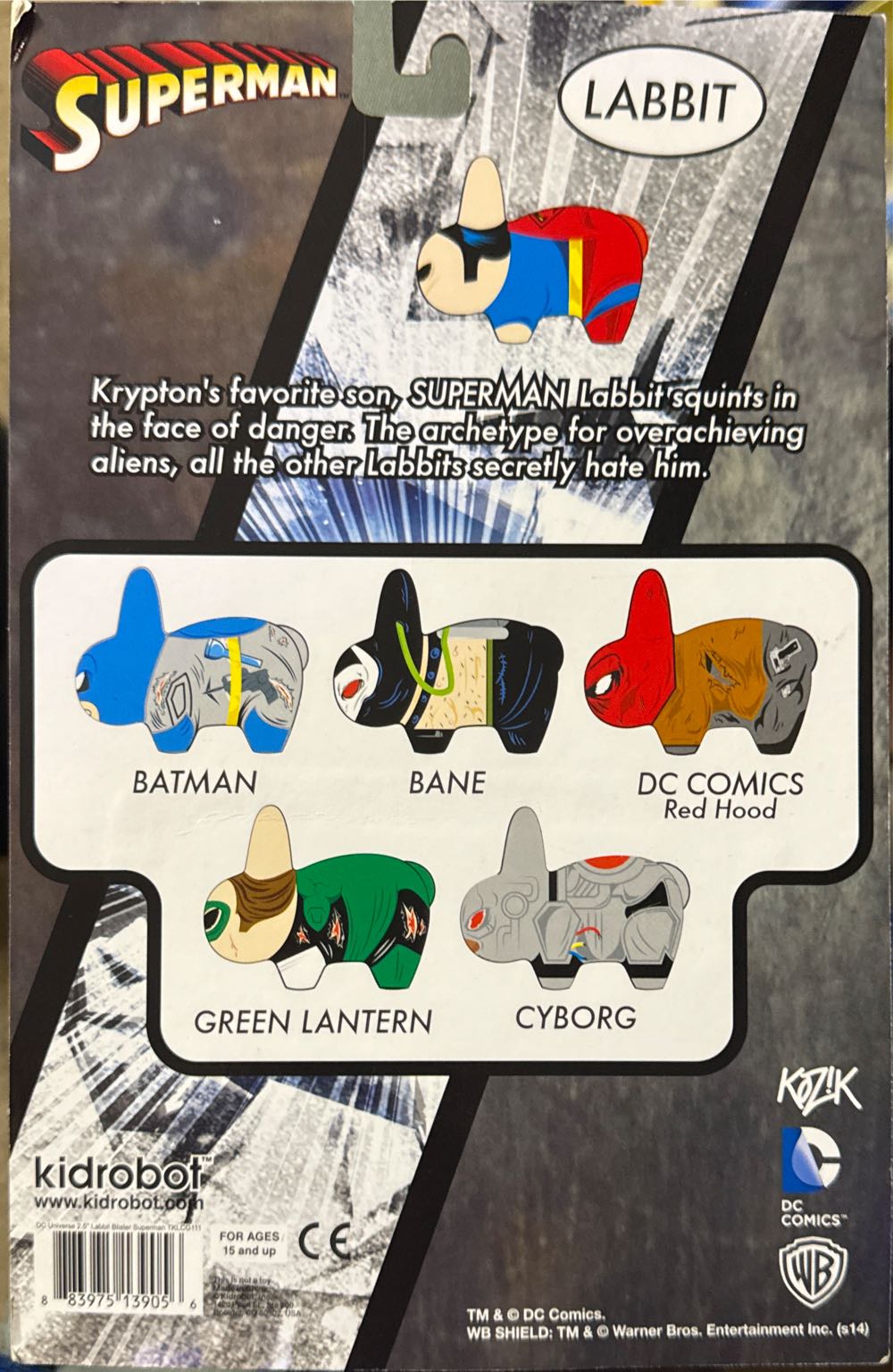 Kidrobot Dc Kidrobot Superman Labbit 2.5” Kozik  vinyl figure collectible [Barcode 883975139056] - Main Image 2