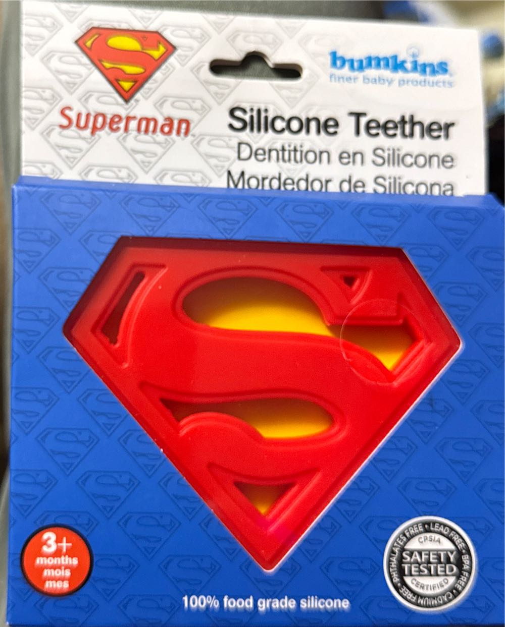 Bumkins Baby Teething Freezer Toy Keys Rings Soft Flexible Silicone Pacifier Safe To Chew Cool Teether Gum Relief Essentials For Babies 3 Months Freezable Sensory Textured Superman Dc Comics - DC Comics vinyl figure collectible [Barcode 014292631231] - Main Image 2