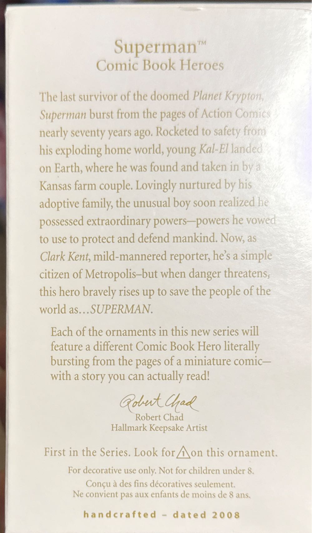 Hallmark Keepsake Ornament Superman Comic Book Heroes  vinyl figure collectible [Barcode 795902037369] - Main Image 2