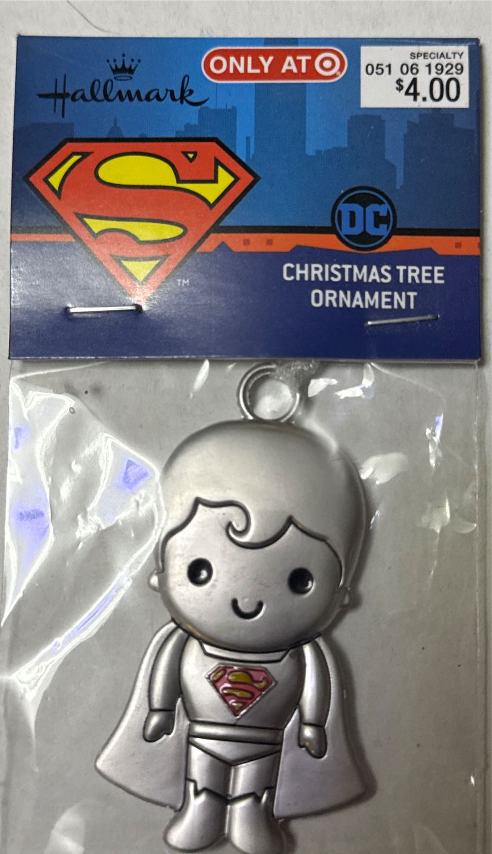 Hallmark Dc Wb Hallmark Superman Flat Metal Enameled Christmas Ornament Dc Superman Ornament New Enamel