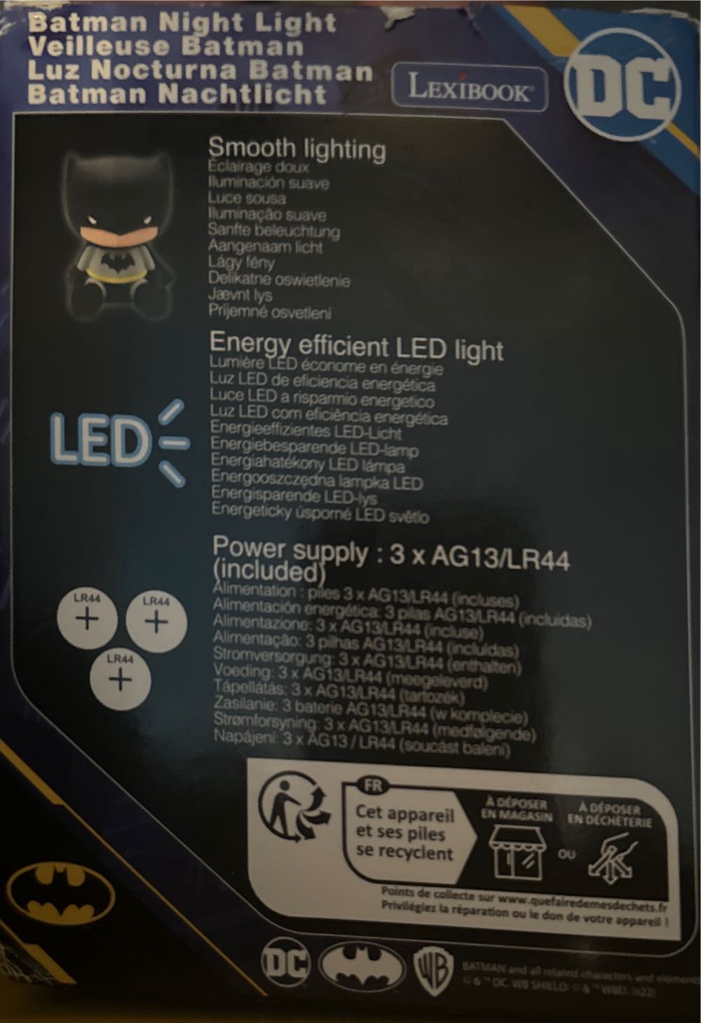 Lexibook Nlj01bat Color Nightlight For Children’s Room Batman Colour Change Smooth Light Battery Included  vinyl figure collectible [Barcode 3380743095684] - Main Image 2