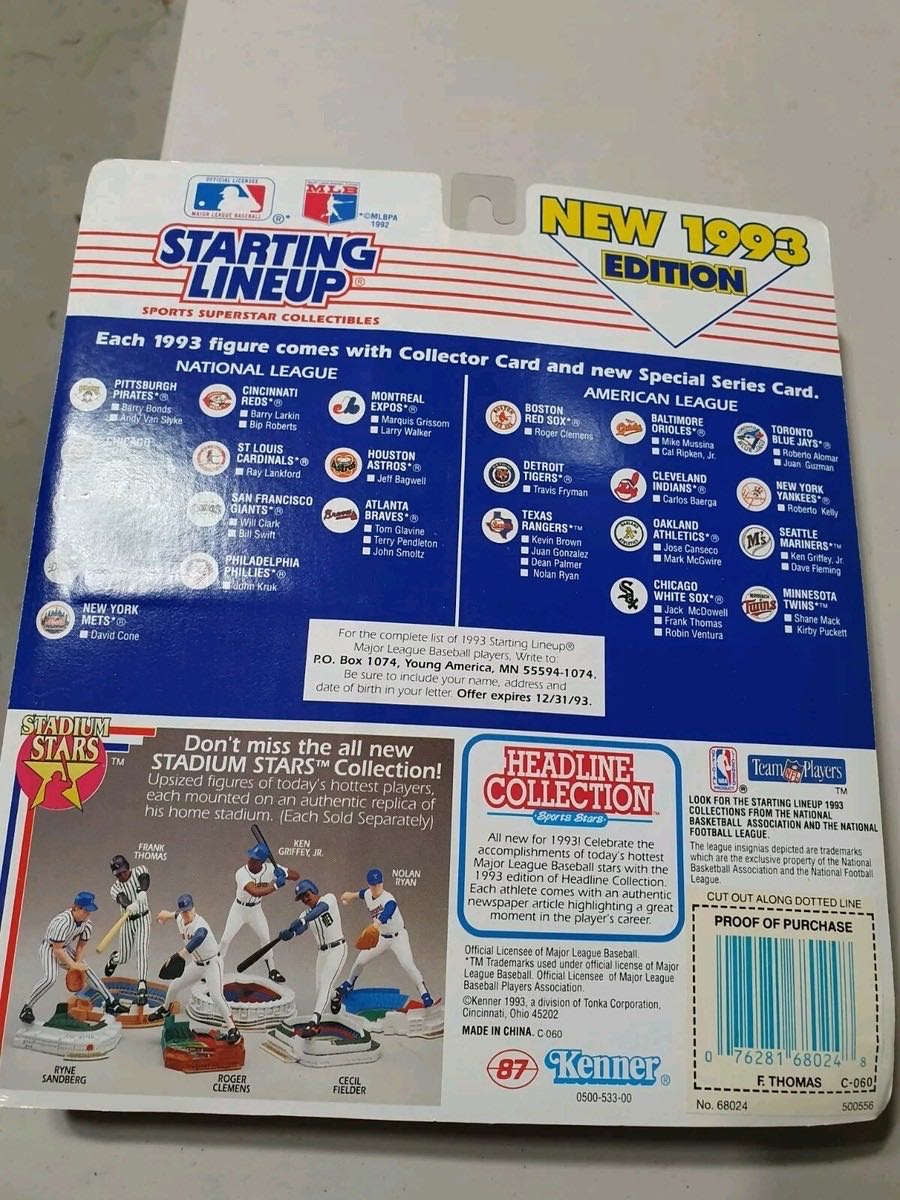 1993 Starting Line Frank Thomas Chicago White Soxs Hof Special Series Card 68024 Thomas Sox Kenner Mlb Baseball New Cards & Nip Trading 2 ~ Of Collectible  vinyl figure collectible [Barcode 076281680248] - Main Image 2