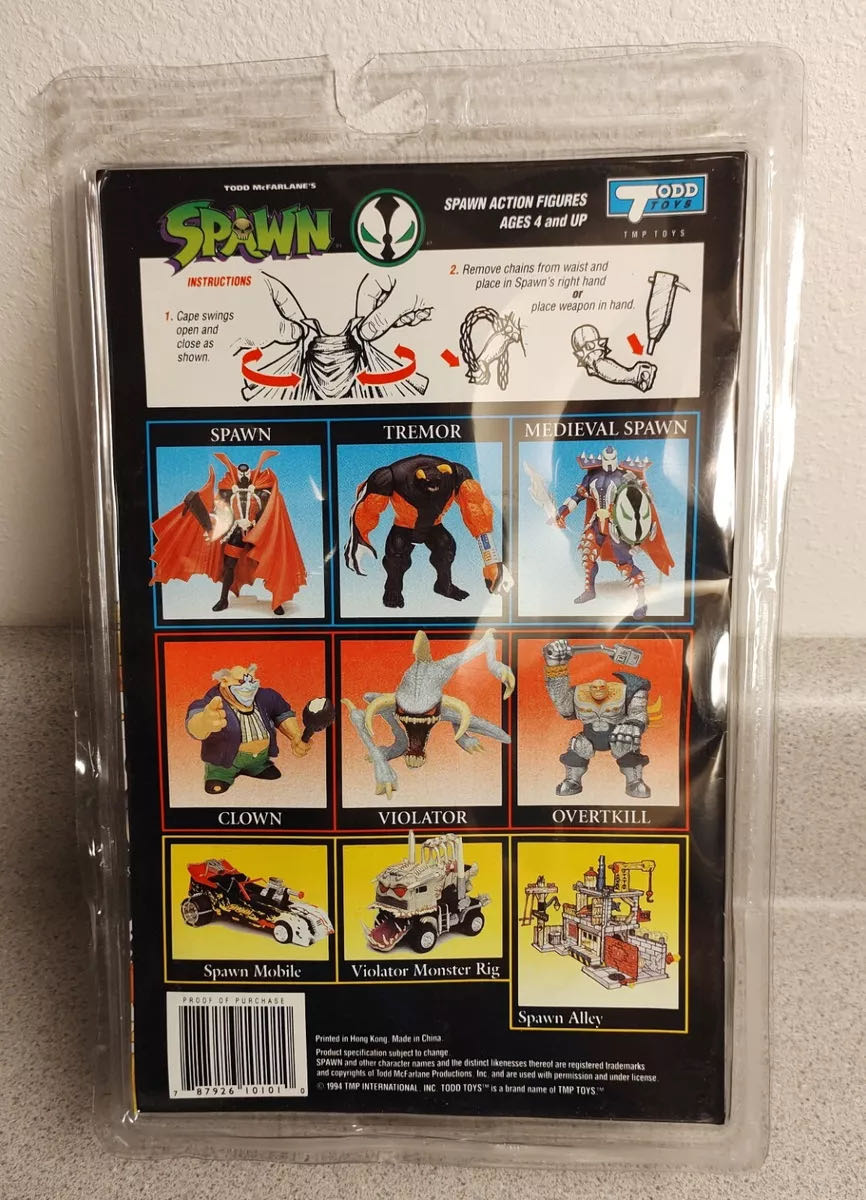 1994 Spawn Worm Head Blue Suit Variant Series 1 Todd Spawn Mcfarlane Spawn Unmasked Hamburger Head Variant Flying Cape With Full Size Comic Book Special Edition 1994 Action Limited  vinyl figure collectible [Barcode 787926903102] - Main Image 4