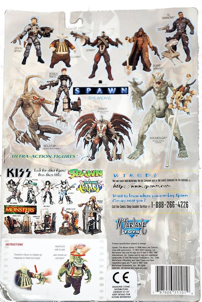 1997 Spawn The Movie Clown Ultra-action Figure McFarlane Toys 1997 Spawn the Movie Clown Ultra-Action Figure Brand New Sealed  vinyl figure collectible [Barcode 787926111019] - Main Image 2