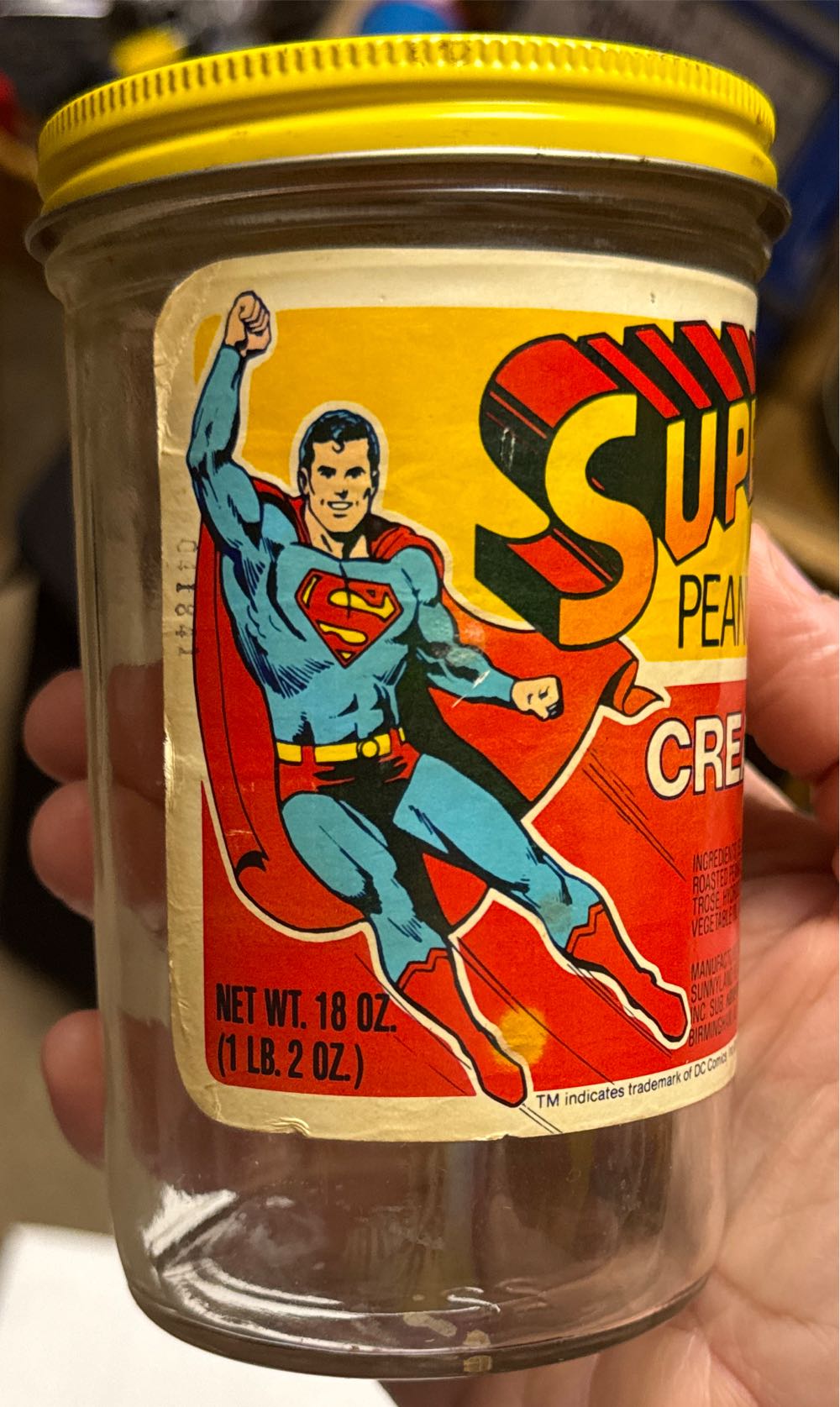 Superman peanut butter jar with label and lid - DC Comics vinyl figure collectible - Main Image 2