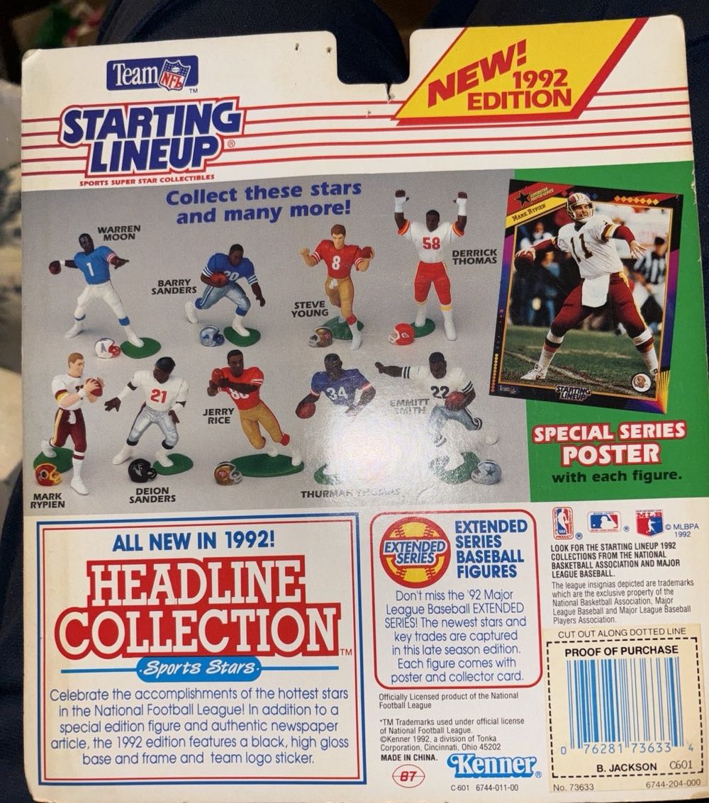 1992 Bo Jackson Starting Lineup Figure NFL Card LA Raiders Superstar Poster New Starting Lineup Bo Jackson Starting Lineup Nfl Card La Raiders Superstar Poster New Action Trading  vinyl figure collectible [Barcode 076281736334] - Main Image 2