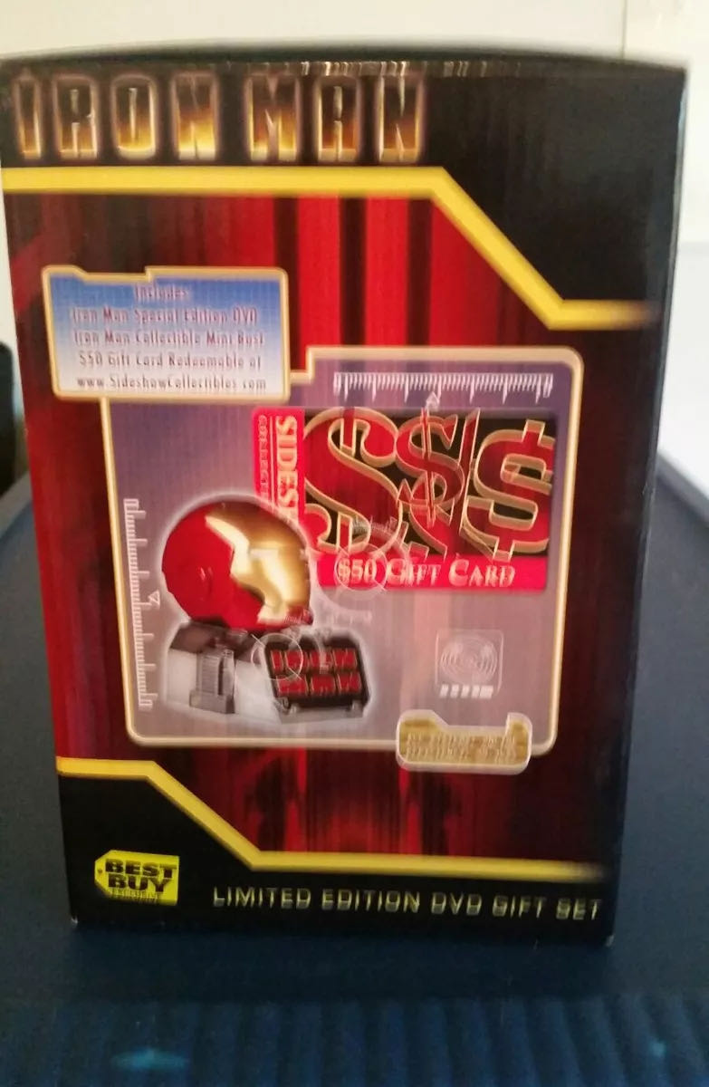 2008 Iron Man Dvd Widesceen Edizione A 2 Dischi Set Regalo Con Numero Limitato Con Mini-busto Di Iron Man Da Collezione $50 Gift Card Per I Collection Is To Sideshow  vinyl figure collectible [Barcode 032429042088] - Main Image 2