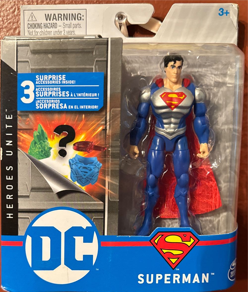 Dc 4” Silver Armor Variant Superman & Superman Silver Metal Chest Metallic Variant Heroes Action New 4 Inch Mystery 3 Set Surprise Accessories Chase  vinyl figure collectible [Barcode 778988310977] - Main Image 2