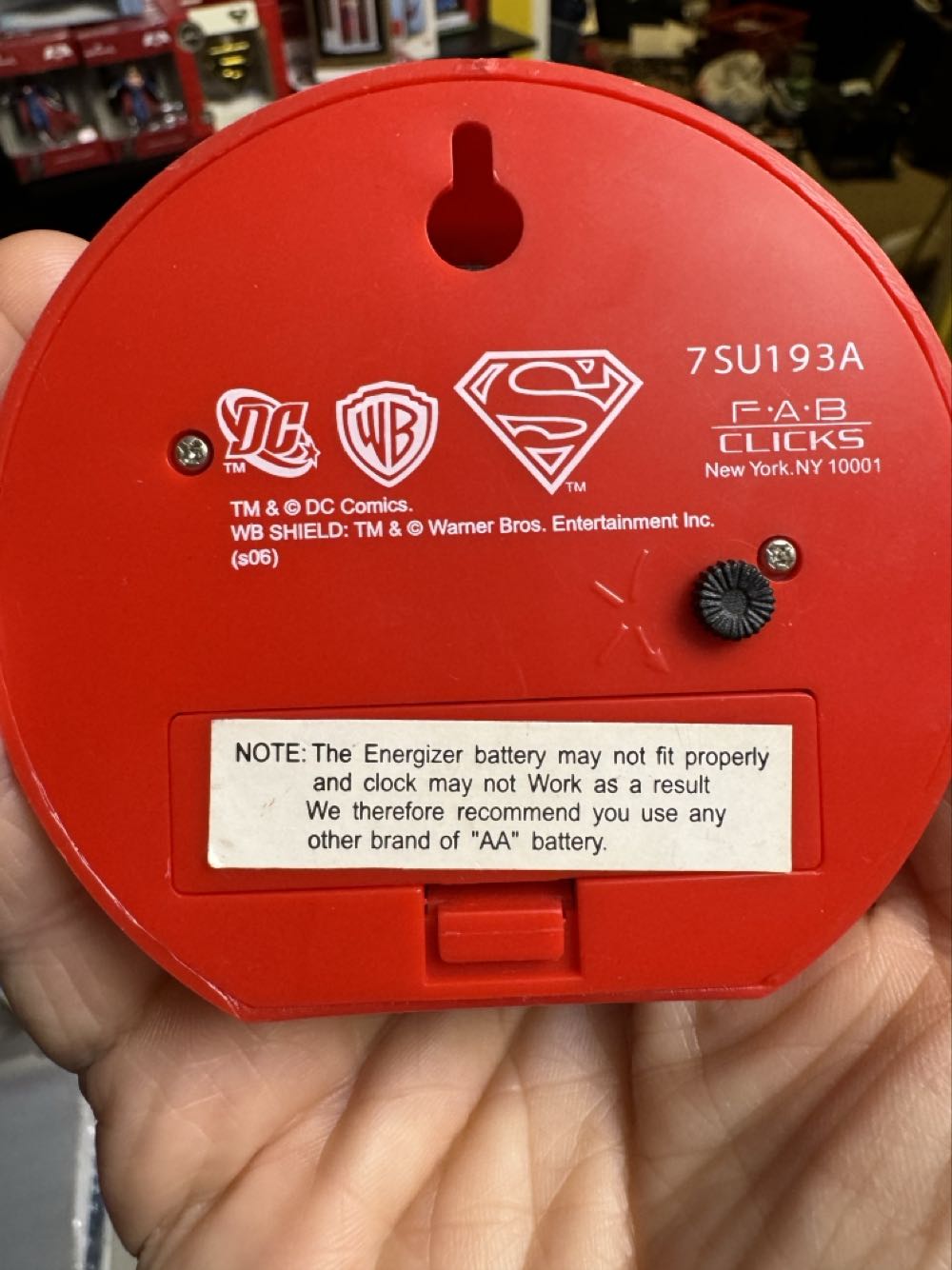 Superman bedside clock with Superman graphic on the face battery operated  vinyl figure collectible - Main Image 2