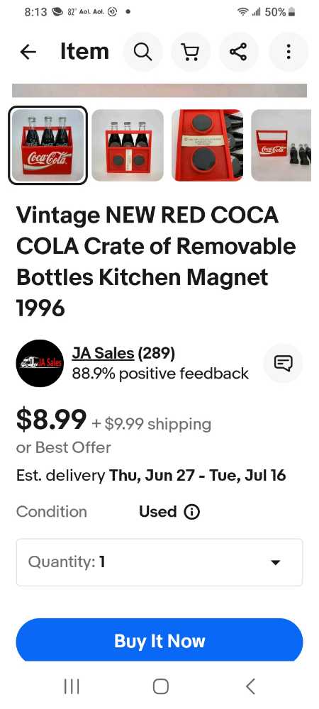 Coca-Cola Magnets Crate Of Removable Bottles Of Coke 1996 - Coca-Cola vinyl figure collectible - Main Image 4